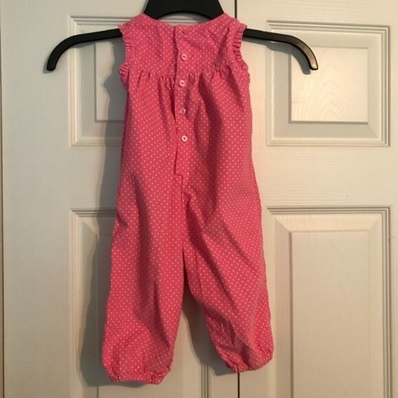 CARTER'S Size 9 Month Pink Dot Ruffle Jumper Girl's Bear Sleeveless One Piece - Picture 3 of 6